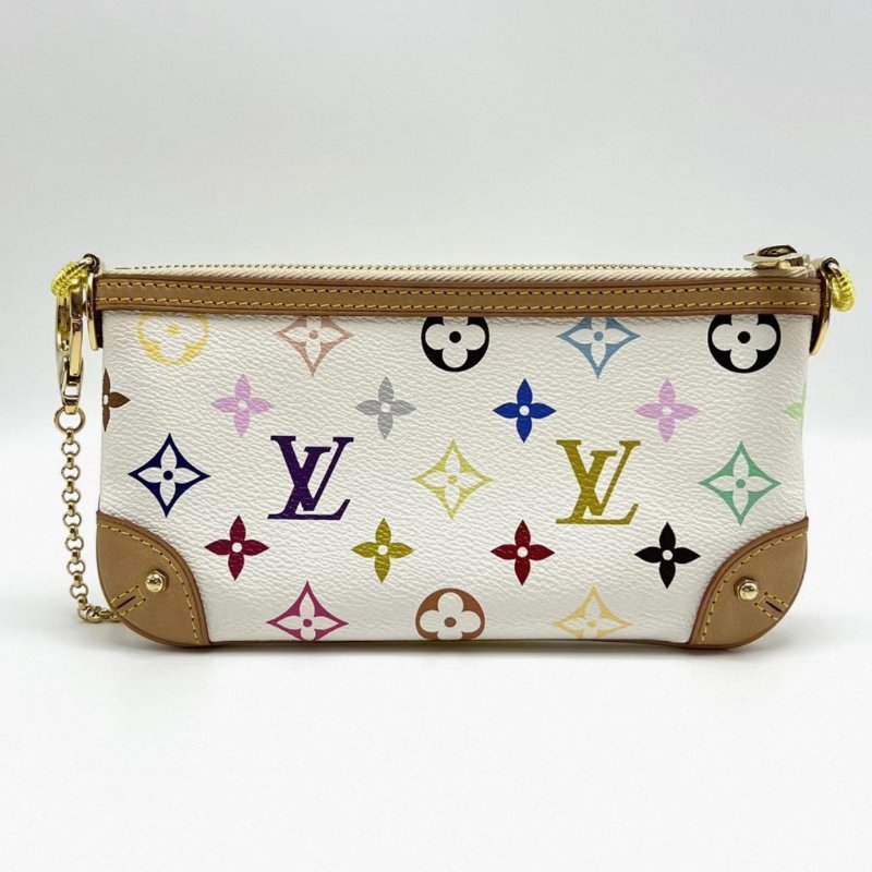 LV 村上隆聯名白三彩麻將包 20*11*1 98新配件塵袋-4