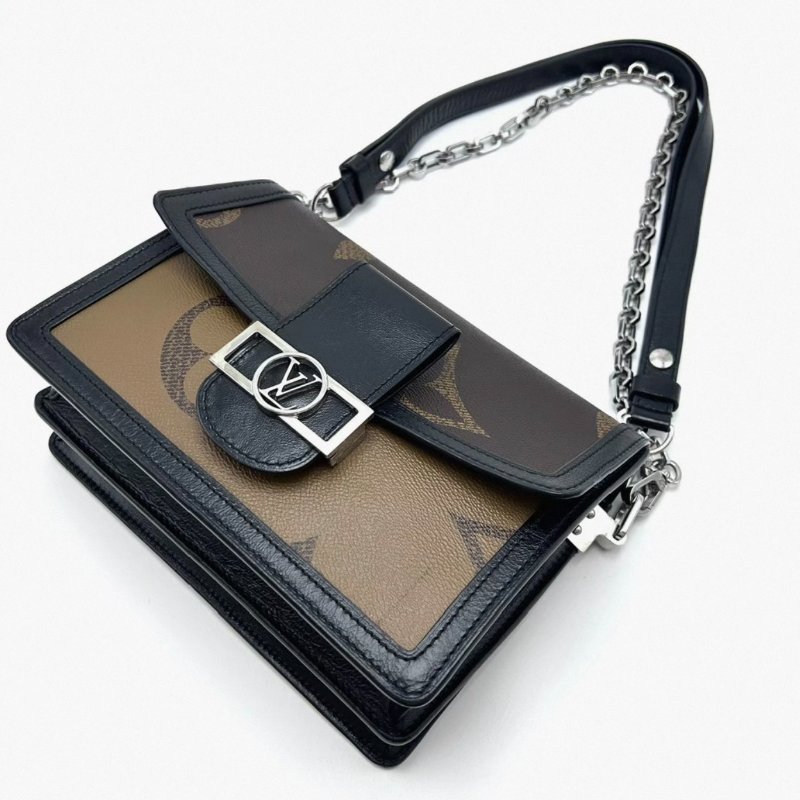 LV 老花拼色Dauphine中號肩背斜背包 24.5*18*11 98新配件塵袋-2