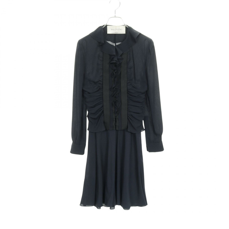 Valentino 套裝(上衣+半裙)P36200760 絲質海軍藍 二手女裝-0