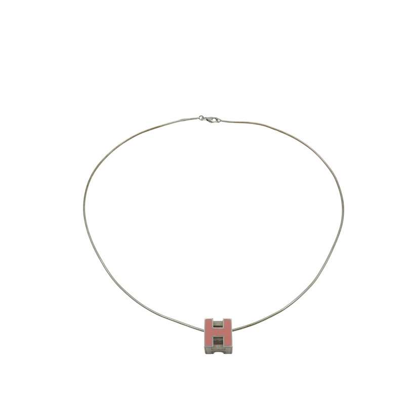 銀色鍍金 粉色漆面 Pop H Cube 項鍊【HERMES 愛馬仕】-1