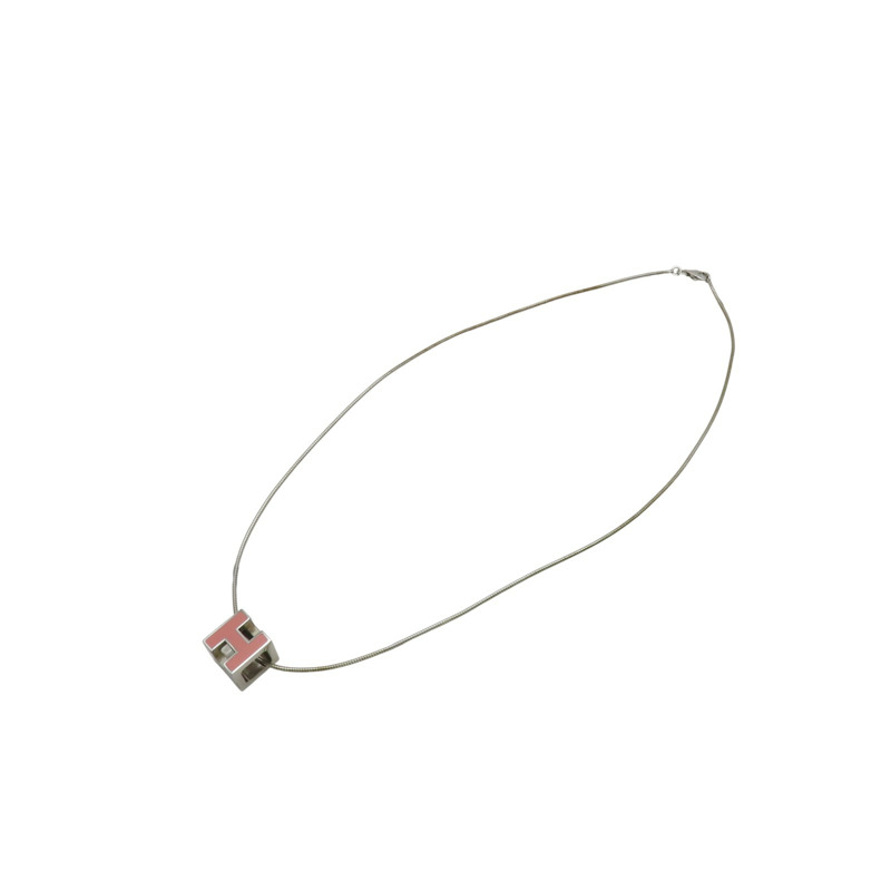 銀色鍍金 粉色漆面 Pop H Cube 項鍊【HERMES 愛馬仕】-2