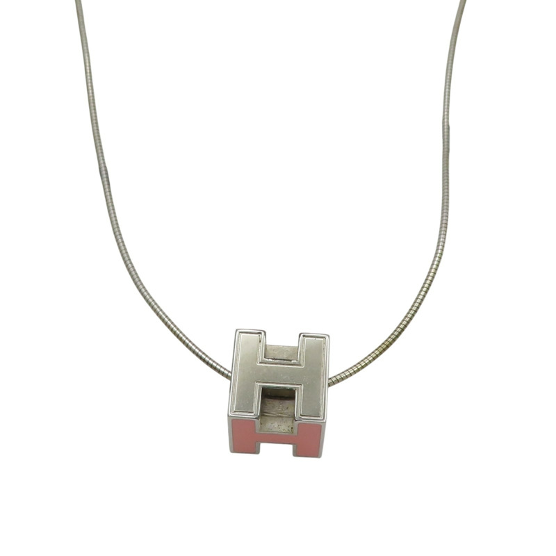 銀色鍍金 粉色漆面 Pop H Cube 項鍊【HERMES 愛馬仕】-3