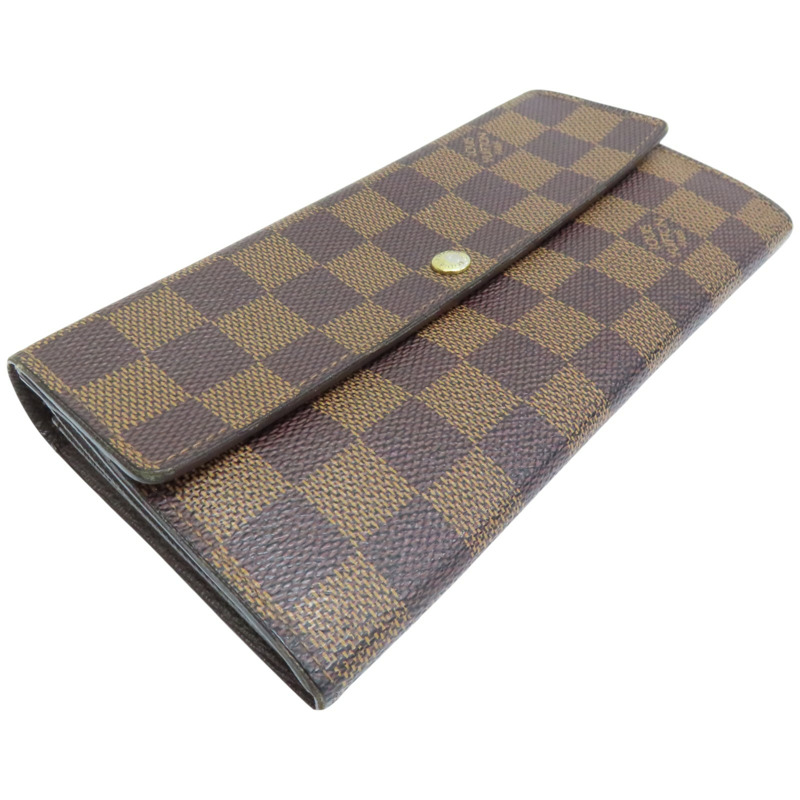 棕色 棋盤格帆布 Sarah 扣式 長夾【LOUIS VUITTON LV 路易威登】 N61734-2