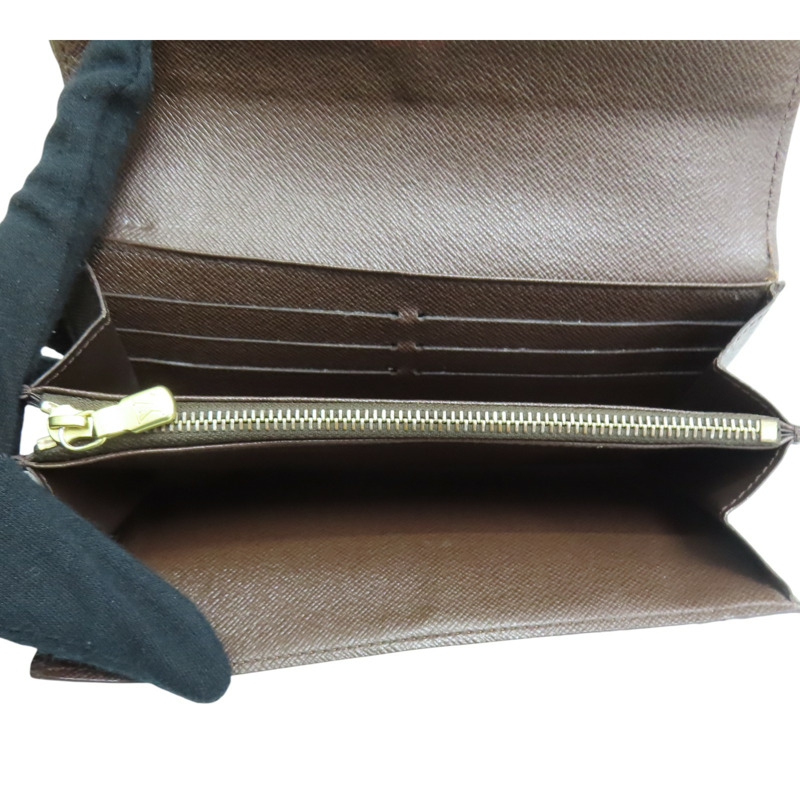棕色 棋盤格帆布 Sarah 扣式 長夾【LOUIS VUITTON LV 路易威登】 N61734-4