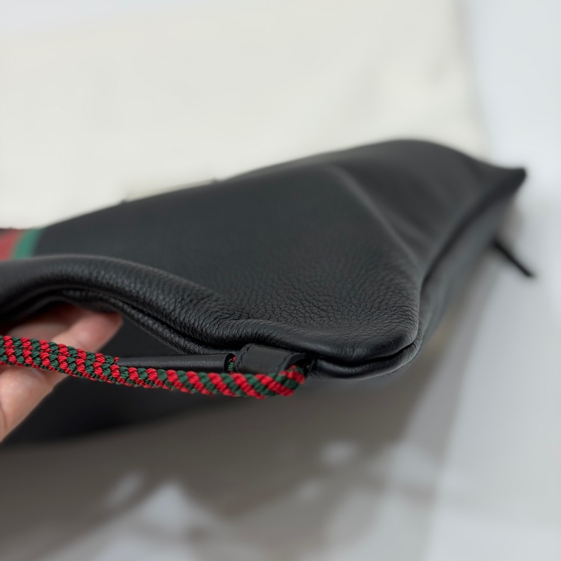 GUCCI PEINT 黑色 皮革 抽繩 後背包 雙肩包 手提包 側背包-20