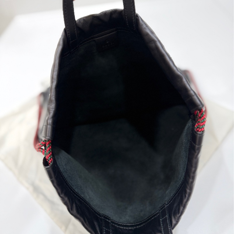 GUCCI PEINT 黑色 皮革 抽繩 後背包 雙肩包 手提包 側背包-24