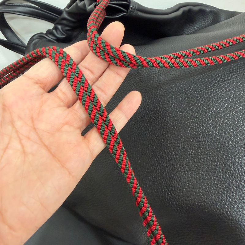 GUCCI PEINT 黑色 皮革 抽繩 後背包 雙肩包 手提包 側背包-30