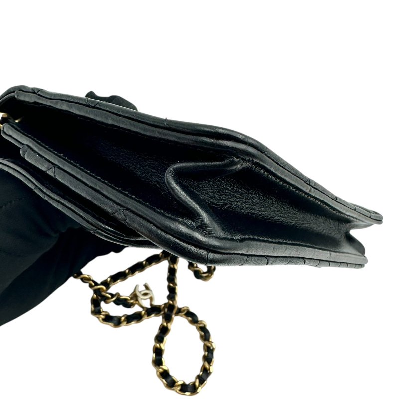 【美收精品】CHANEL 香奈兒經典雙C菱格紋小羊皮LOGO鏈帶手斜背包(黑色) B-958【隔月月中將轉賣至日本 上架期限30天】-4