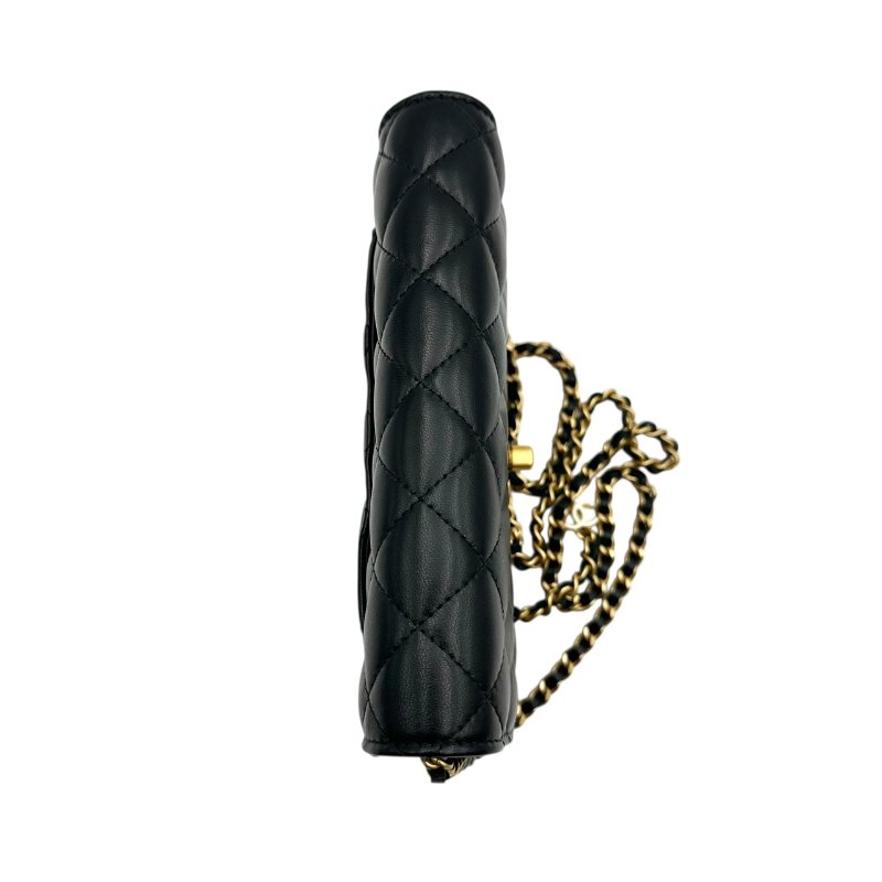 【美收精品】CHANEL 香奈兒經典雙C菱格紋小羊皮LOGO鏈帶手斜背包(黑色) B-958【隔月月中將轉賣至日本 上架期限30天】-7