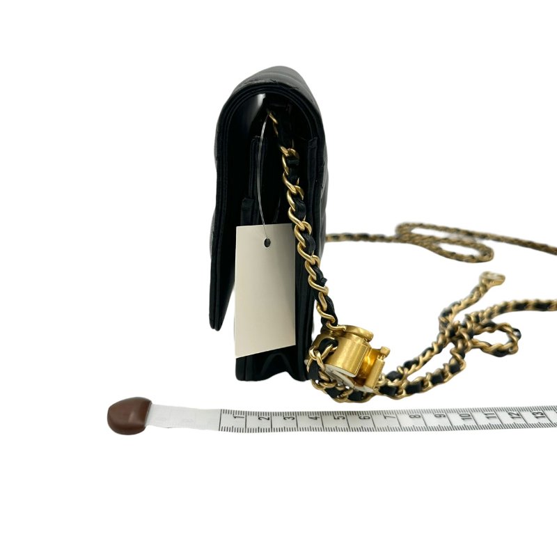 【美收精品】CHANEL 香奈兒經典雙C菱格紋小羊皮LOGO鏈帶手斜背包(黑色) B-958【隔月月中將轉賣至日本 上架期限30天】-19