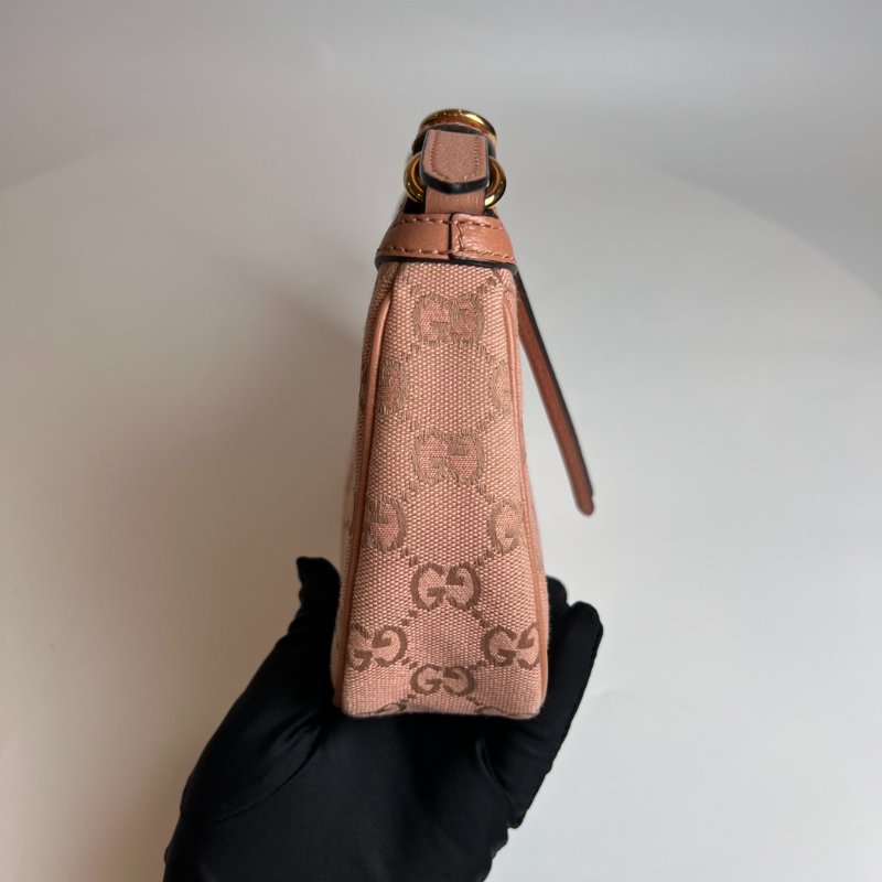 GUCCI 粉帆布單肩包-2