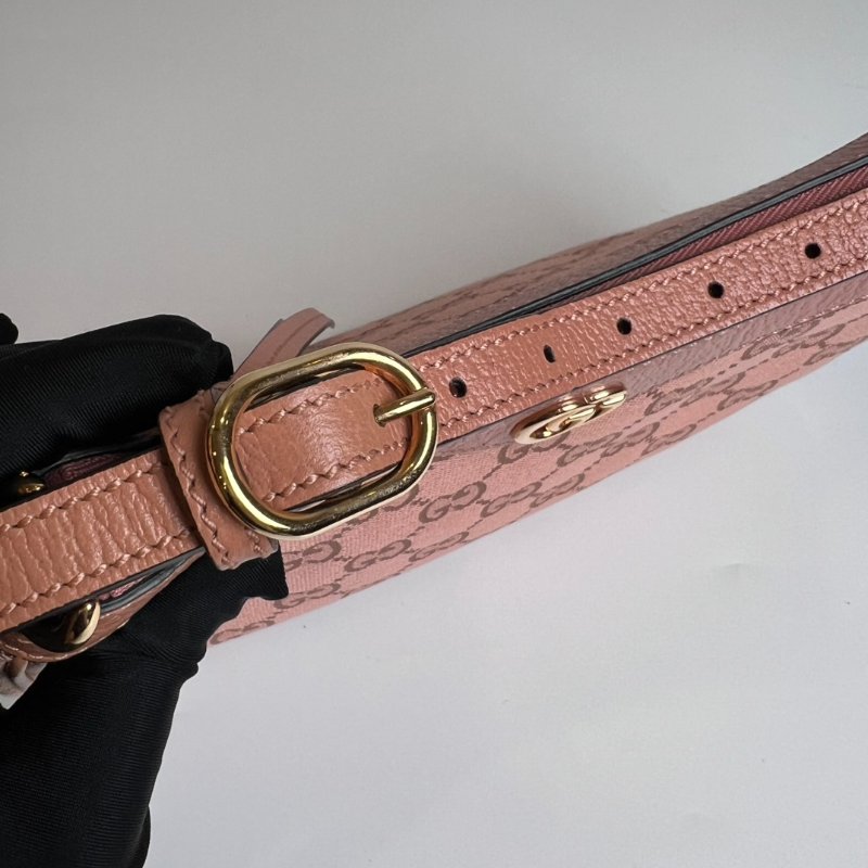 GUCCI 粉帆布單肩包-7