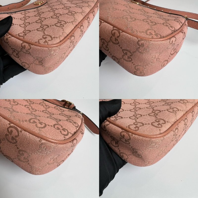 GUCCI 粉帆布單肩包-8