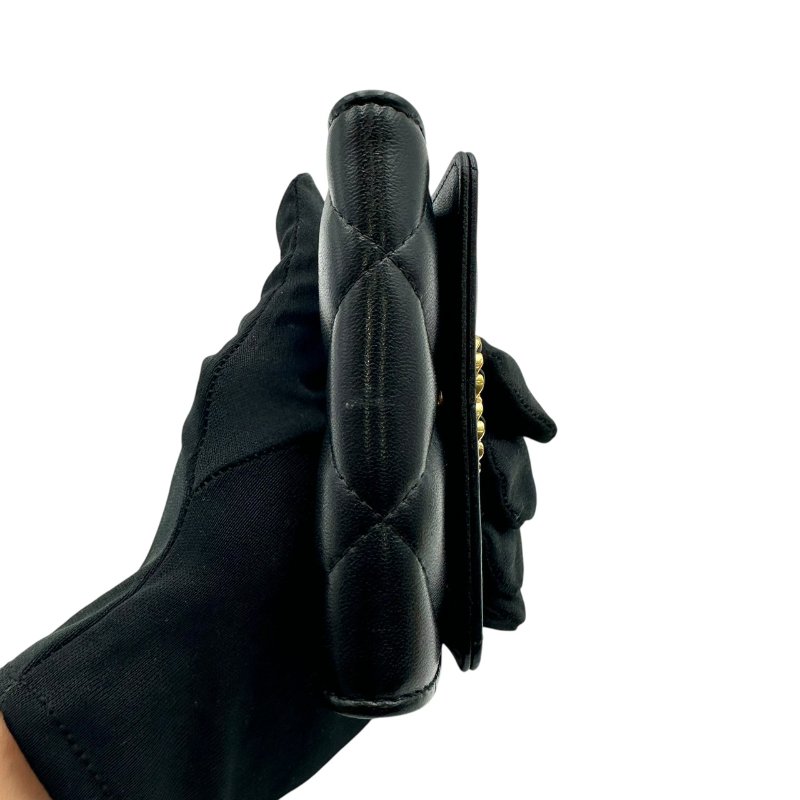 【美收精品】CHANEL 菱格紋小羊皮翻蓋卡片夾(黑色) B-959【隔月月中將轉賣至日本 上架期限30天】-6