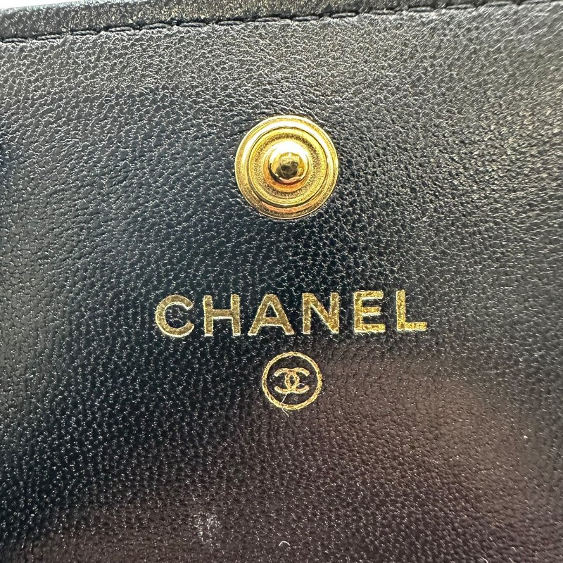 【美收精品】CHANEL 菱格紋小羊皮翻蓋卡片夾(黑色) B-959【隔月月中將轉賣至日本 上架期限30天】-7