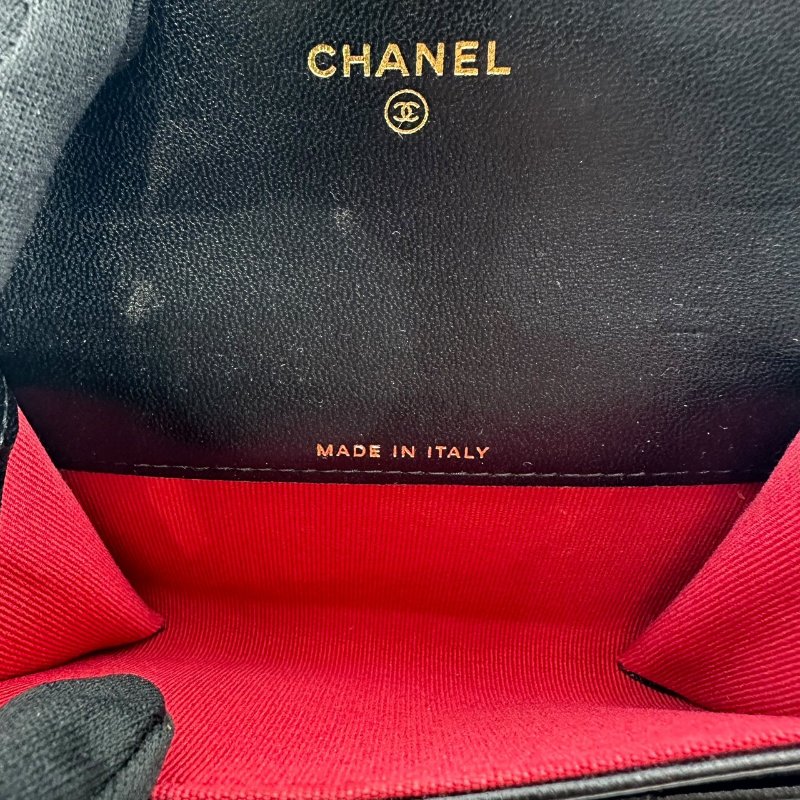 【美收精品】CHANEL 菱格紋小羊皮翻蓋卡片夾(黑色) B-959【隔月月中將轉賣至日本 上架期限30天】-12