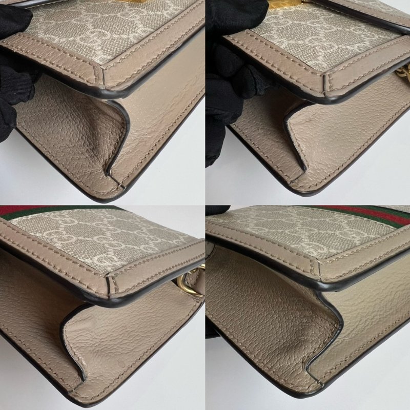 GUCCI燕麥奶老花金扣金鍊包-9