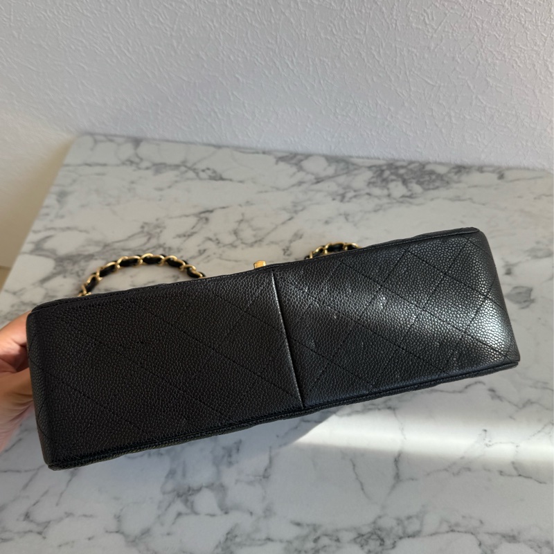 Chanel黑色荔枝金雙C jumbo 價格甜到爆✨-5