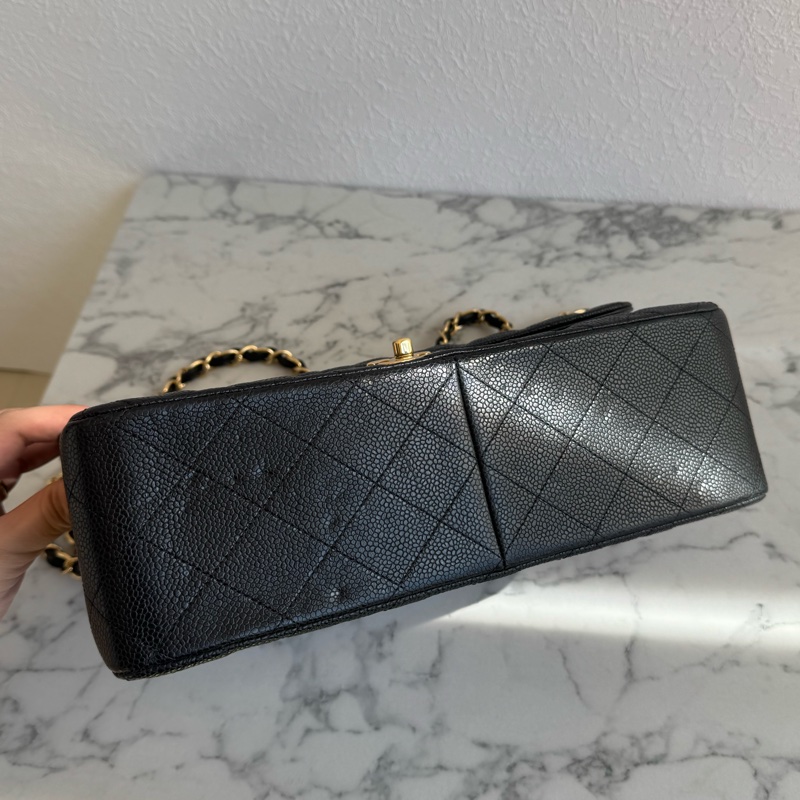 Chanel黑色荔枝金雙C jumbo 價格甜到爆✨-6