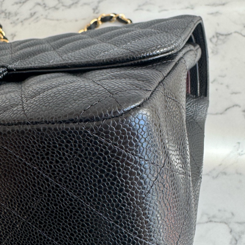 Chanel黑色荔枝金雙C jumbo 價格甜到爆✨-9