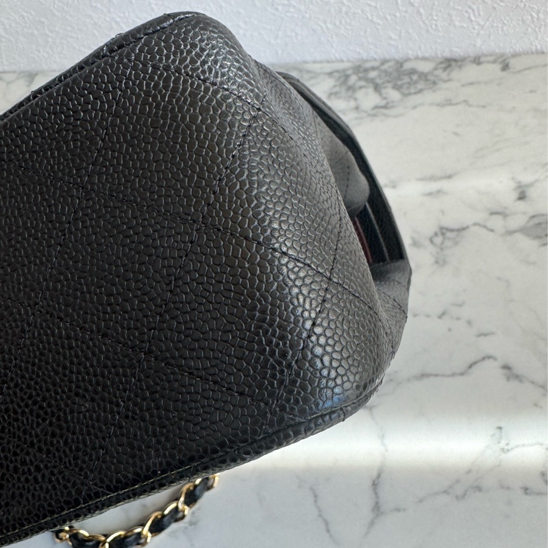 Chanel黑色荔枝金雙C jumbo 價格甜到爆✨-11