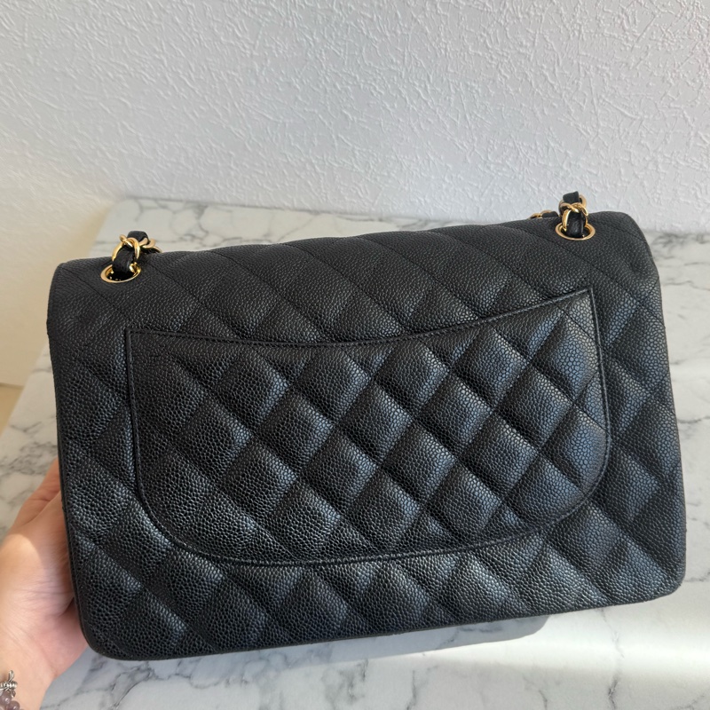 Chanel黑色荔枝金雙C jumbo 價格甜到爆✨-13