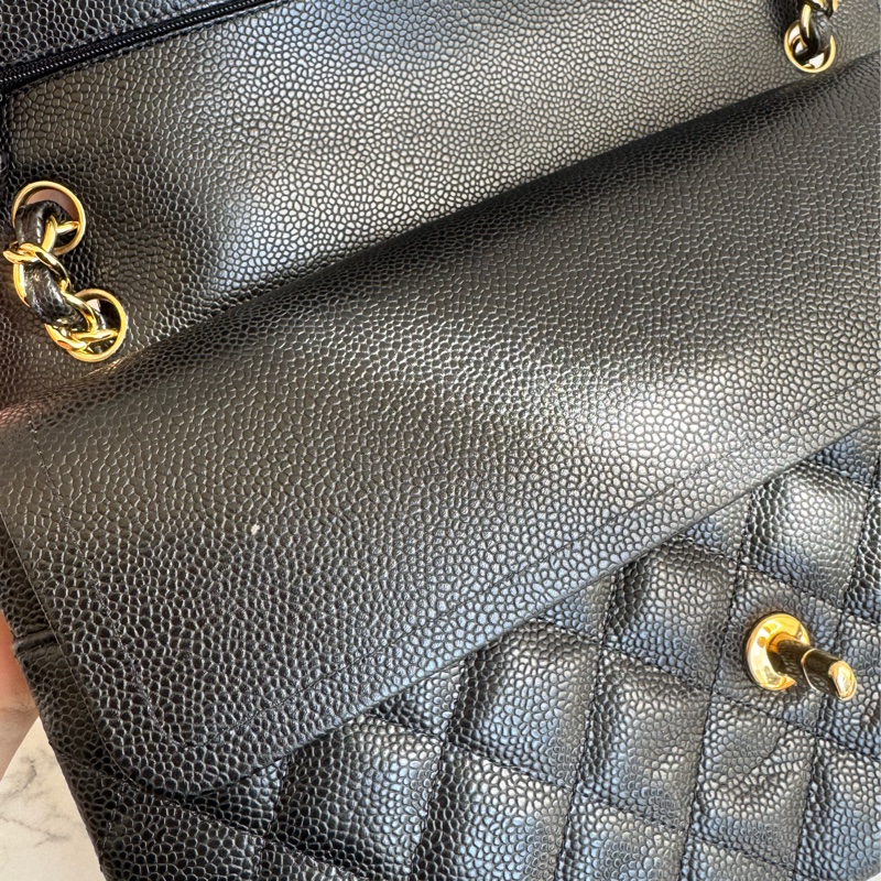 Chanel黑色荔枝金雙C jumbo 價格甜到爆✨-24