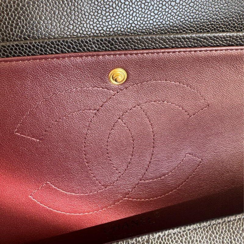 Chanel黑色荔枝金雙C jumbo 價格甜到爆✨-26