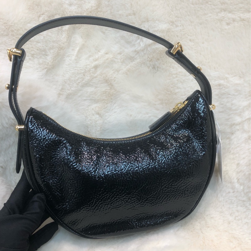 Prada 油蠟皮 金扣 Hobo 月亮 腋下包 XB902-2