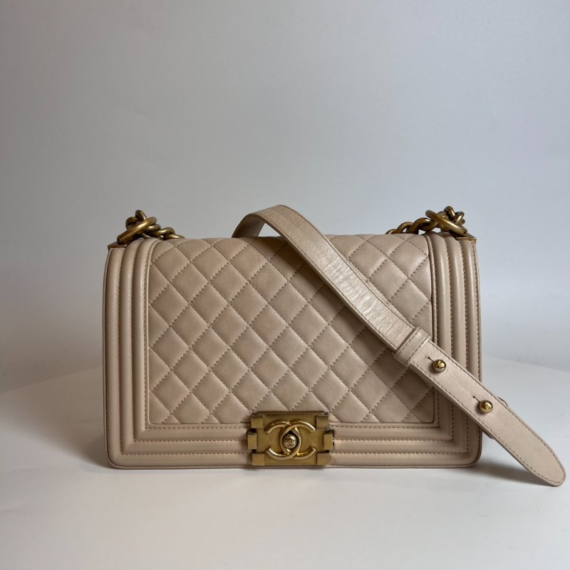 CHANEL BOY25 包粉復古金-0