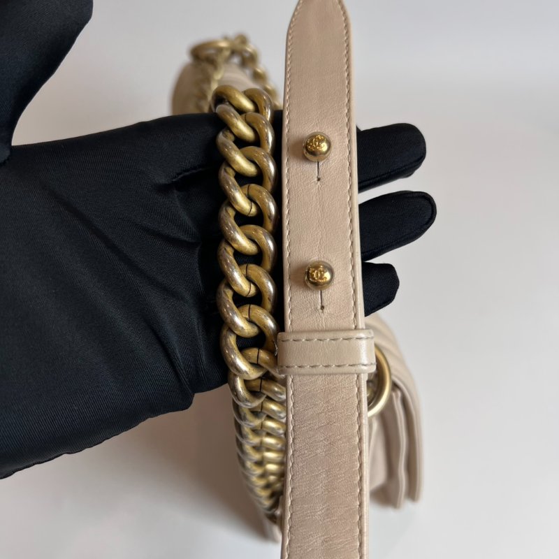 CHANEL BOY25 包粉復古金-9