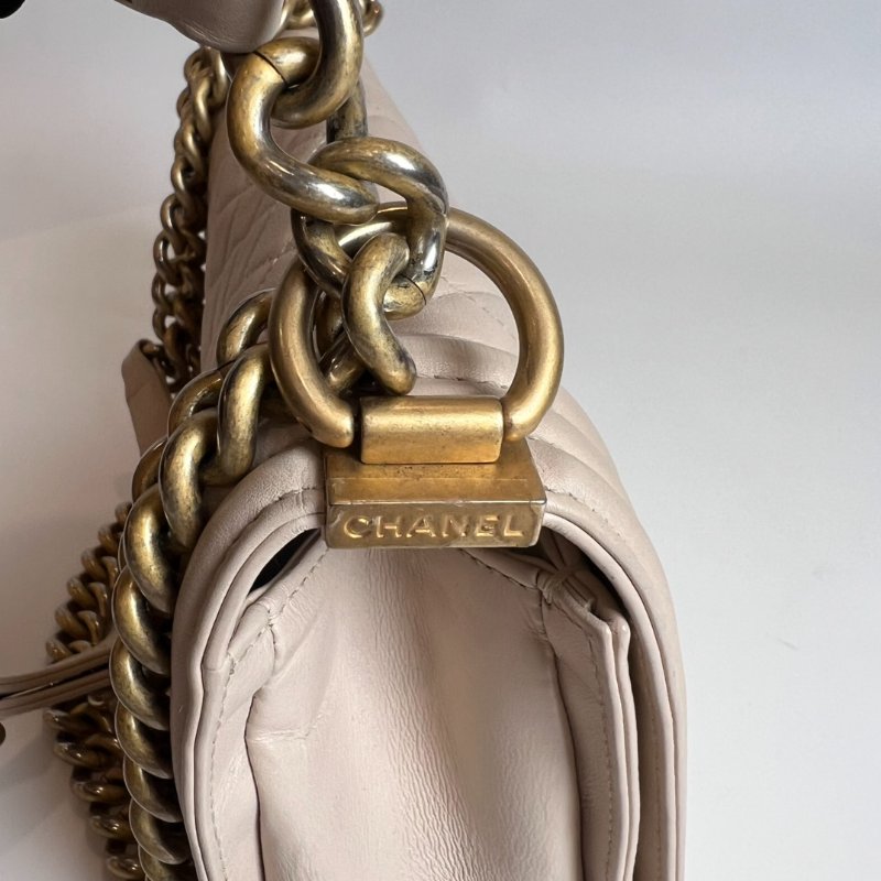 CHANEL BOY25 包粉復古金-11