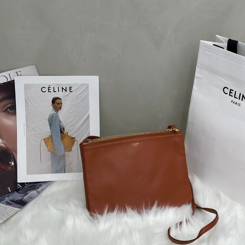 CELINE Trio多隔層斜背包 - 焦糖棕-2