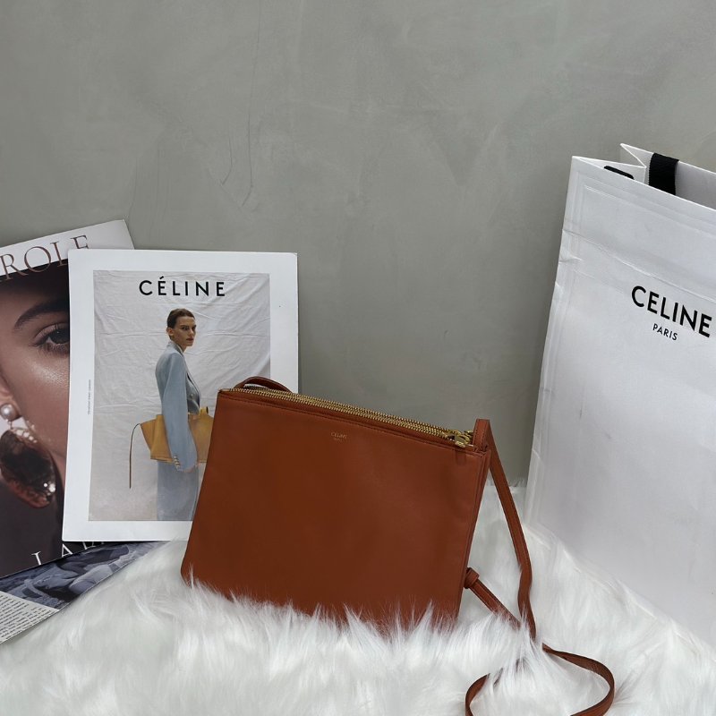 CELINE Trio多隔層斜背包 - 焦糖棕-3
