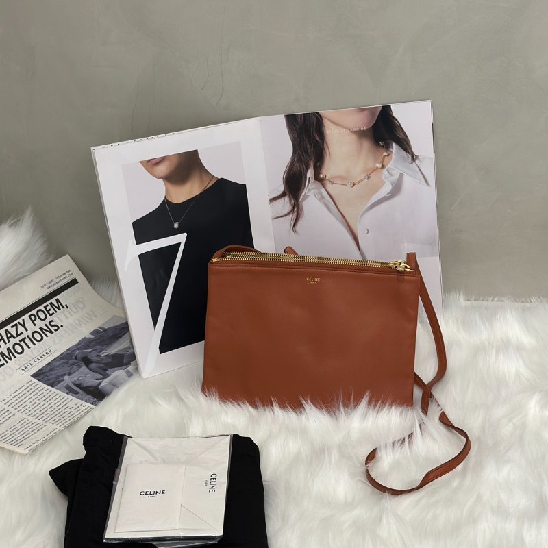 CELINE Trio多隔層斜背包 - 焦糖棕-7