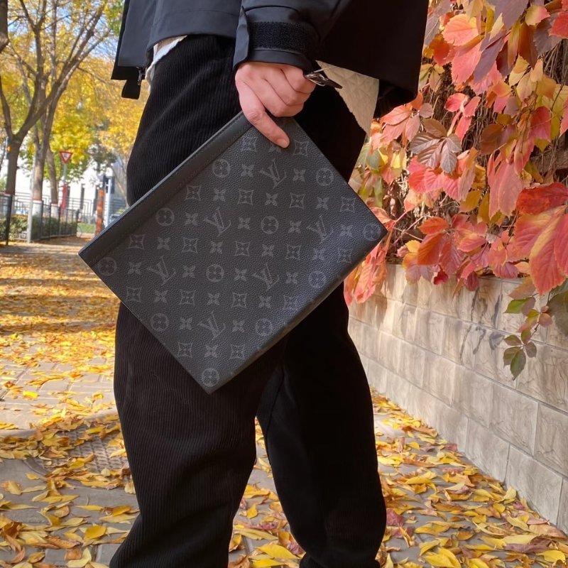 LOUIS VUITTON Pochette Voyage手拿包 - MM灰老花-1