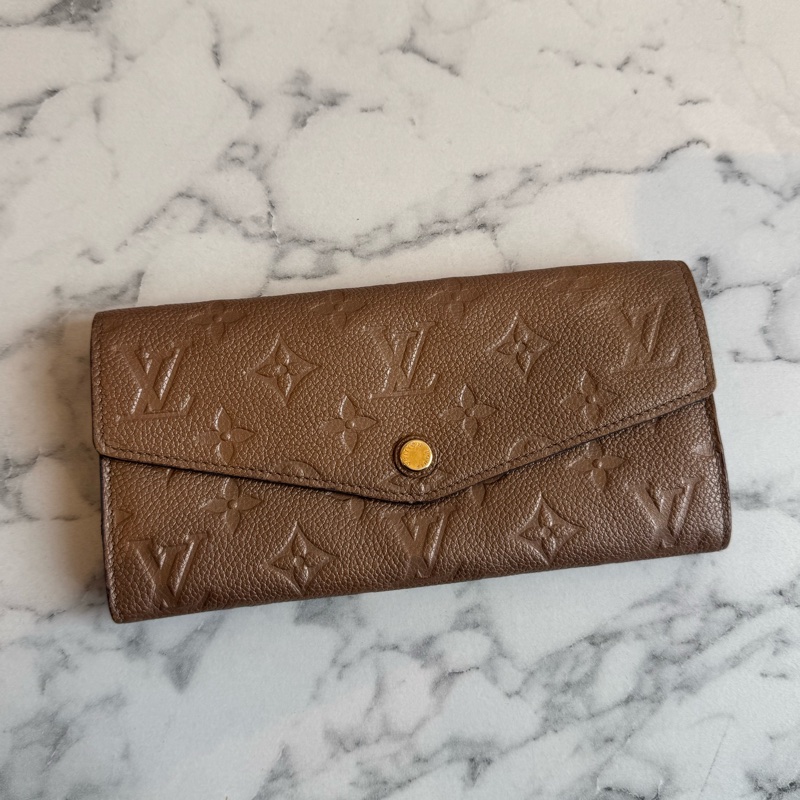 LV奶茶色信封釦式長夾➕零錢包-1