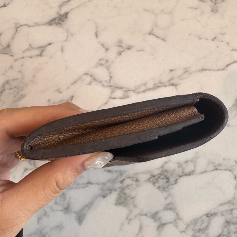 LV奶茶色信封釦式長夾➕零錢包-3