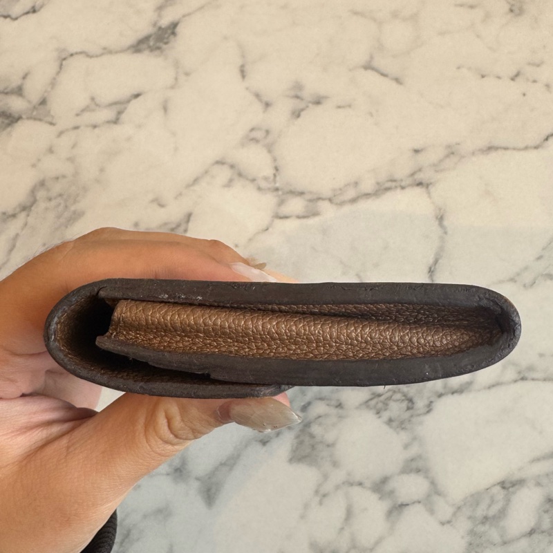 LV奶茶色信封釦式長夾➕零錢包-5