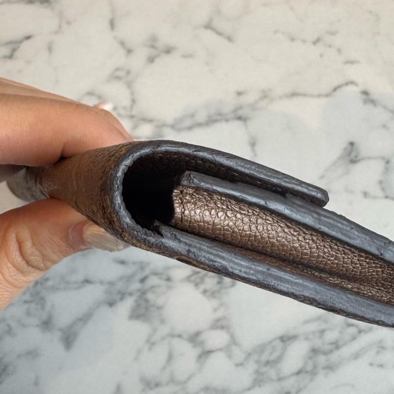 LV奶茶色信封釦式長夾➕零錢包-7