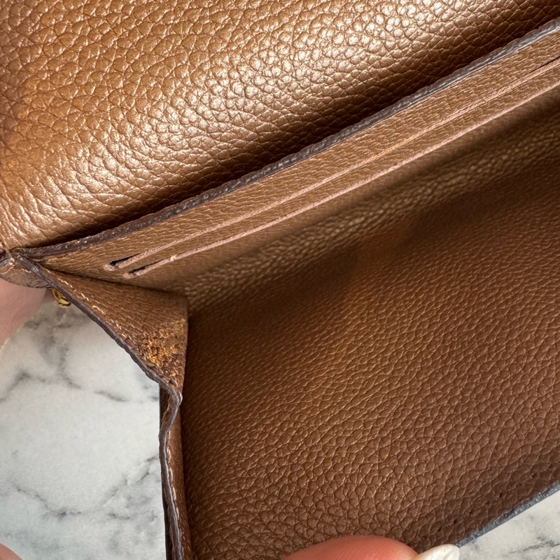 LV奶茶色信封釦式長夾➕零錢包-17