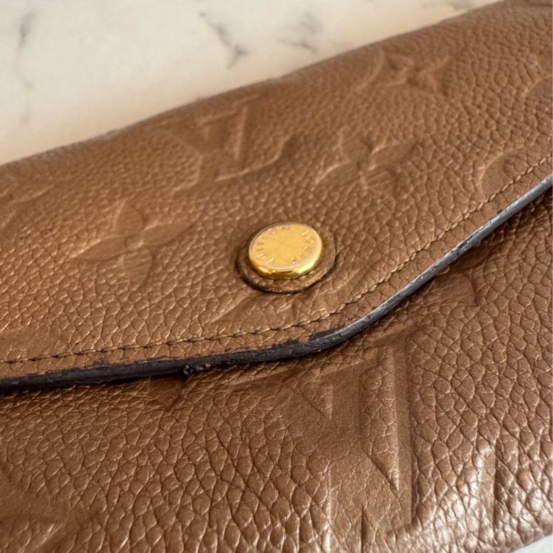 LV奶茶色信封釦式長夾➕零錢包-24