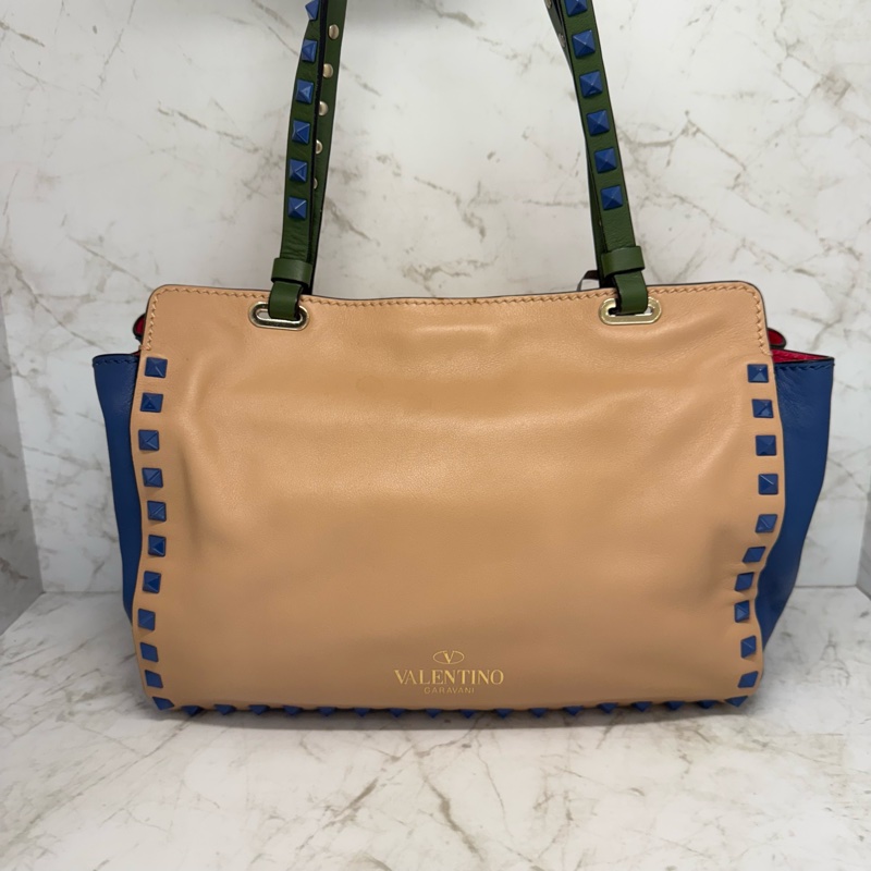 VALENTINO多彩鉚釘全皮兩用包-1