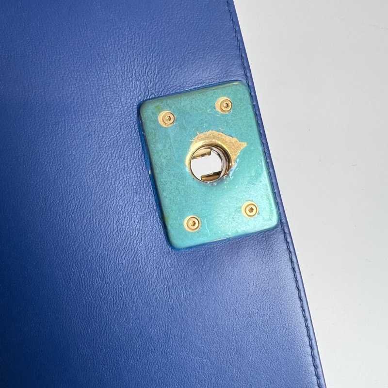 CHANEL BOY20 羊皮金扣藍色 24開-8