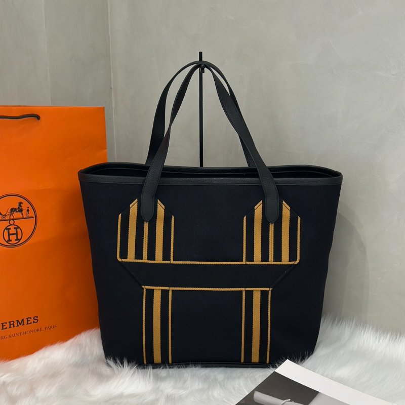 HERMES Pursangle tote - 黑/焦糖 U-0
