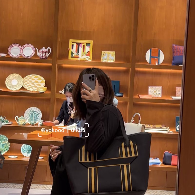 HERMES Pursangle tote - 黑/焦糖 U-1