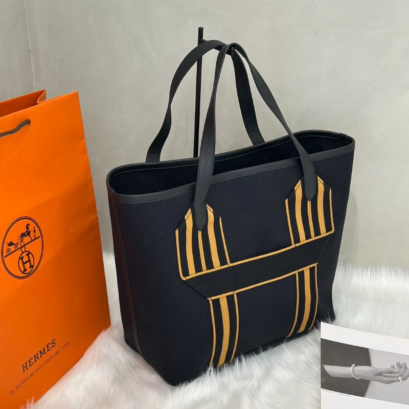 HERMES Pursangle tote - 黑/焦糖 U-2
