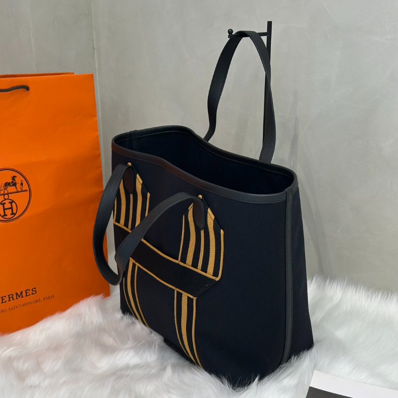 HERMES Pursangle tote - 黑/焦糖 U-6
