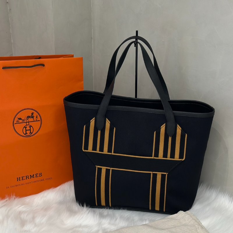 HERMES Pursangle tote - 黑/焦糖 U-7