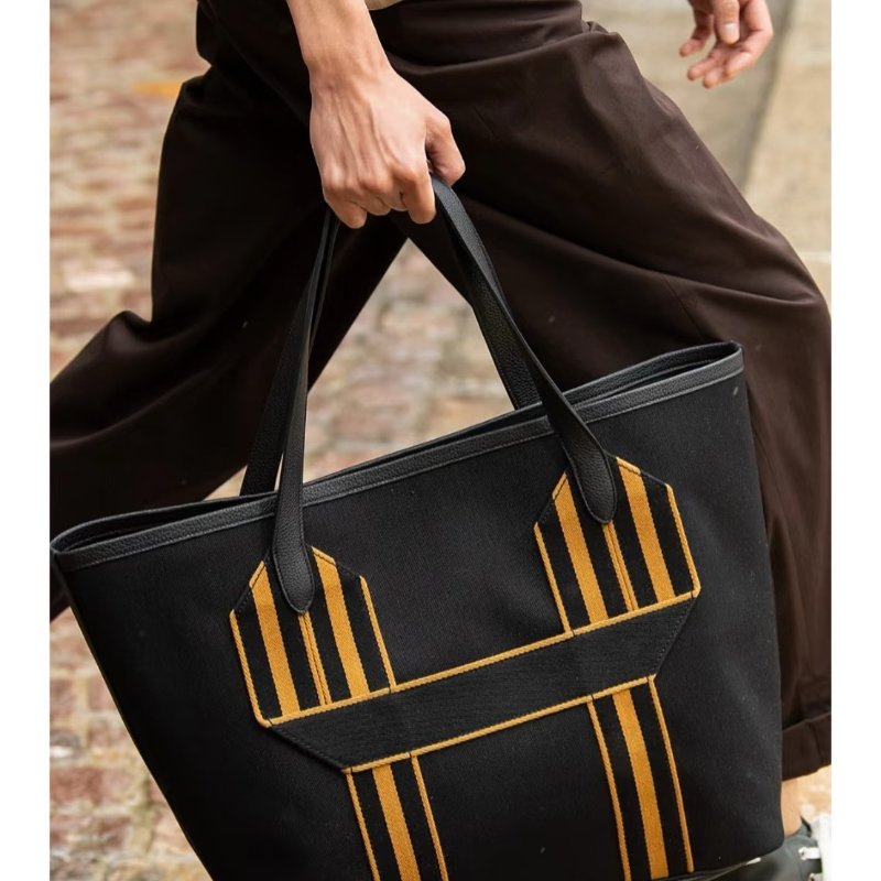 HERMES Pursangle tote - 黑/焦糖 U-8